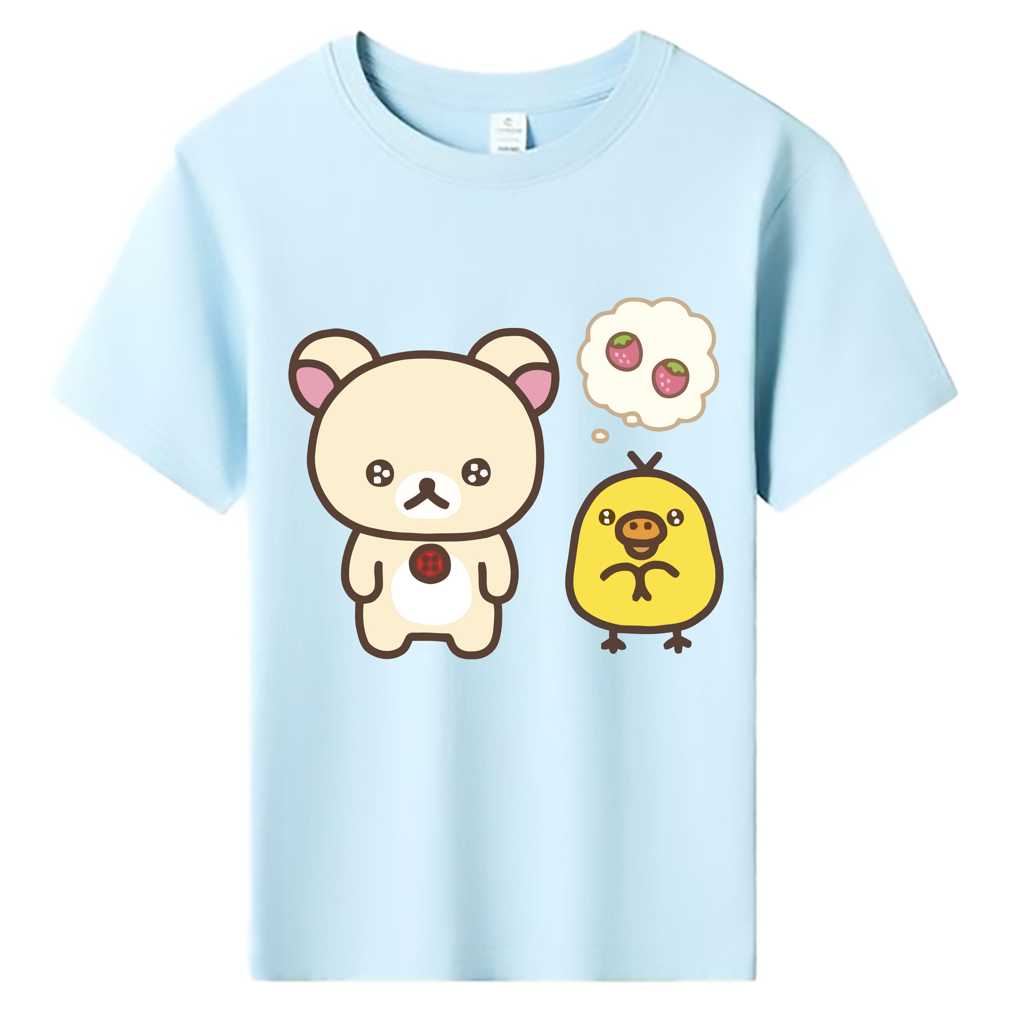 （画像用） リラックマ リラックマ キイロイトリ Rilakkuma Korilakkuma Kiiroitori 綿100％キッズTシャツ（フロントプリント）